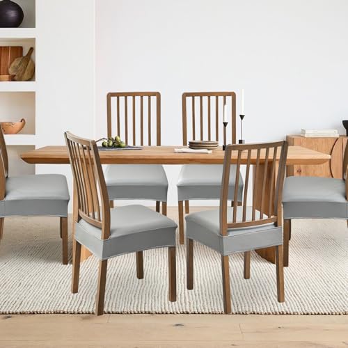 FUANGUI Dining Chair Covers Set of 2, Kitchen Chair Seat Covers - color: Pu-grey
