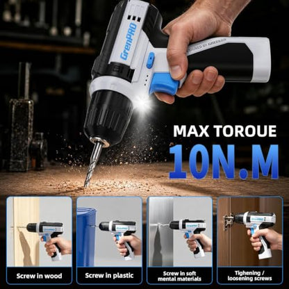GRENPRO 188PC Blue Cordless Drill Tool Set for Wo&Men Tool Kit for Home Box - style: Blue Power Drill Set 188PC