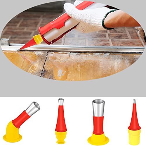 27 Pcs Caulking Finisher Kit, Reusable Caulking Nozzle Coating 15 Caulking Nozzle Applicators Caulking Tool Kit with 8 Connector Caulking Guns and 4 Grout Scraper for Bathroom Doors Windows - size: 27Pcs