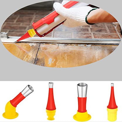 27 Pcs Caulking Finisher Kit, Reusable Caulking Nozzle Coating 15 Caulking Nozzle Applicators Caulking Tool Kit with 8 Connector Caulking Guns and 4 Grout Scraper for Bathroom Doors Windows - size: 27Pcs