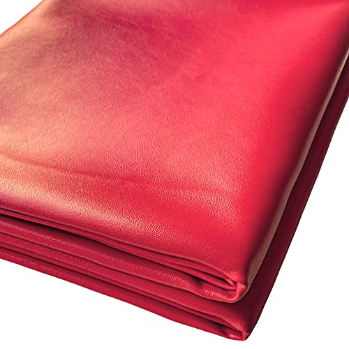 Faux Leather Fabric 1 Yard 54" x 36" Soft Solid Color Crafts Material 0.9mm Thick Perfect for Upholstery Covers, Bags, Leather Clothing and Accessories (Red) - color: Red