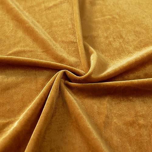 Stretch Velvet Fabric by The Yard for Apparel,Sewing,Crafting,Full Dress 93% Polyester 7% Spandex 63" Wide (Gold,2Yards) - color: Gold, size: 2 Yards