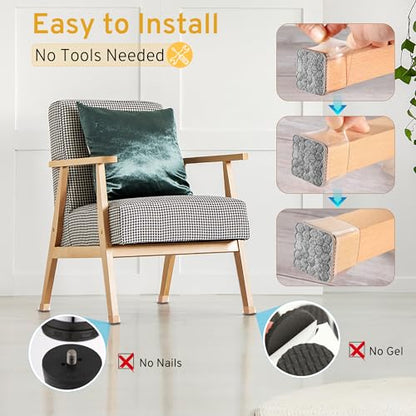 24PCS Square Chair Leg Floor Protectors, Furniture Sliders, Chair Leg Protectors for Hardwood Floors, Non-Slip Felt Furniture Pads, Silicone Cap Covers to Protect Floors, (Fit 0.75" - 1.1") - size: S-Clear(Fit 0.75" - 1.1")