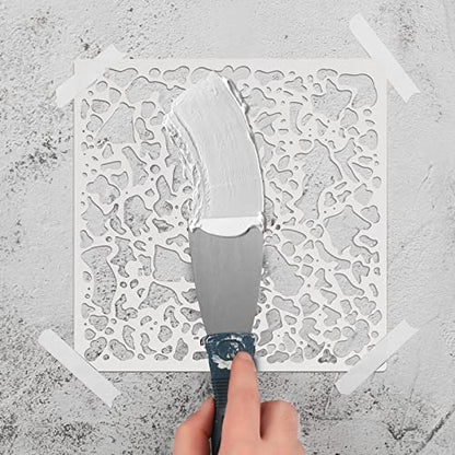Crtiin 8 Pcs Knockdown Texture Stencil 8x8 Inch Drywall Repair Tool