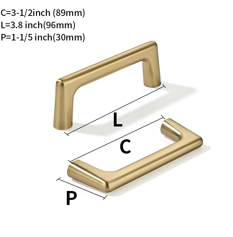 khtumeware 2 Pack Antique Champagne Bronze Cabinet Pulls 3.5 Inch(89mm) Hole Centers Satin Brass Cabinet Pulls Kitchen Cabinet Hardware for Cupboard Drawer Handles Dresser Pulls - color: Champagne Bronze, size: Cabinet Pulls 3.5" Hole Center