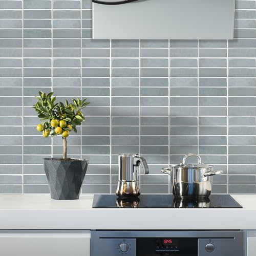 Peel and Stick Backsplash for Kitchen - New Upgrade 12" x 12" Large Premium Subway Tile, Blue 10-Sheet - color: Blue