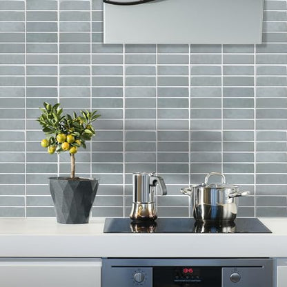 Peel and Stick Backsplash for Kitchen - New Upgrade 12" x 12" Large Premium Subway Tile, Blue 10-Sheet - color: Blue