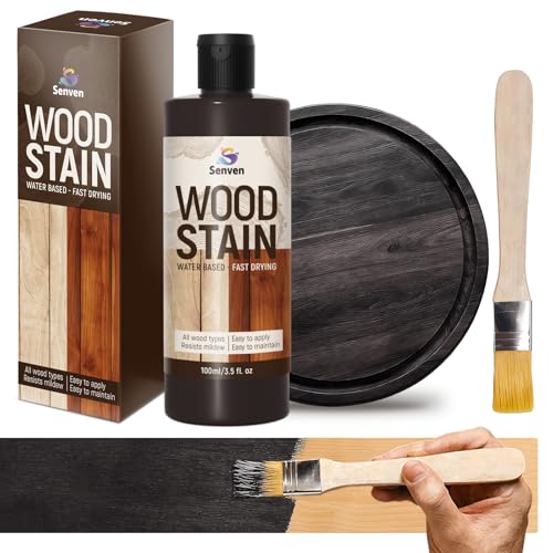 SENVEN Wood Stain, Grey Wood Stain, 100ml Woods-Stain for Woods, Furniture, Cabinet, Fast Drying Woods-Stain, Non-Toxic Wood-Stains, Water Based & Low Odor Wood-Stains, Indoor & Outdoor Woods Stains - color: Gray, size: 3.5 Fl Oz