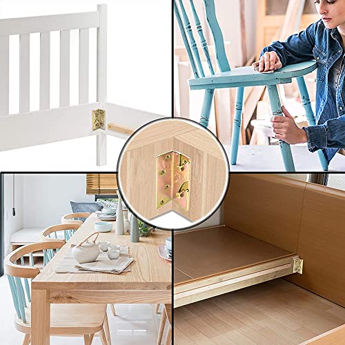 4 Sets Bed Rail Brackets Bed Frame Hardware for Connecting to Wood, Headboards and Foot-Boards,Heavy Duty Bed Rail Fittings Bracket with Mounting Screws (Gold) - color: Gold