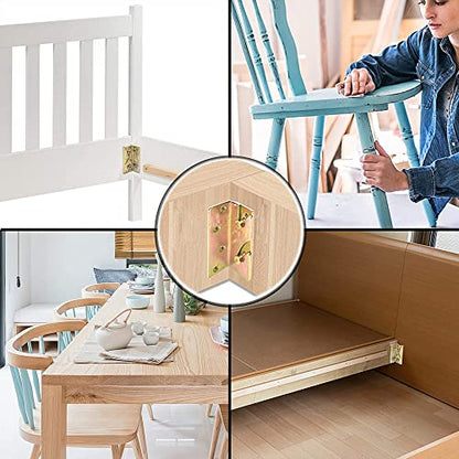 4 Sets Bed Rail Brackets Bed Frame Hardware for Connecting to Wood, Headboards and Foot-Boards,Heavy Duty Bed Rail Fittings Bracket with Mounting Screws (Gold) - color: Gold