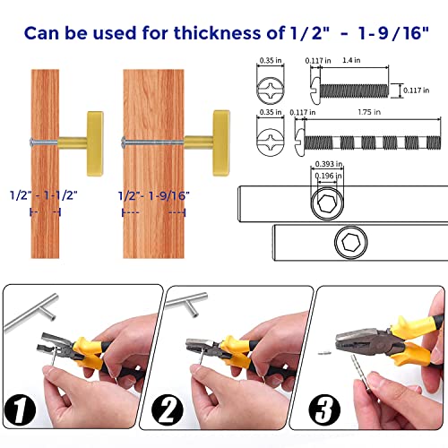 1 Pack Gold T Bar Square Cabinet Knobs 2in Cabinet Pulls Kitchen Hardware - color: Gold, size: 1 Pack, style: Square