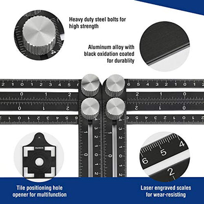 WORKPRO Contour Gauge Tool, Angle Measuring Ruler Set with 10-Inch Gauge
