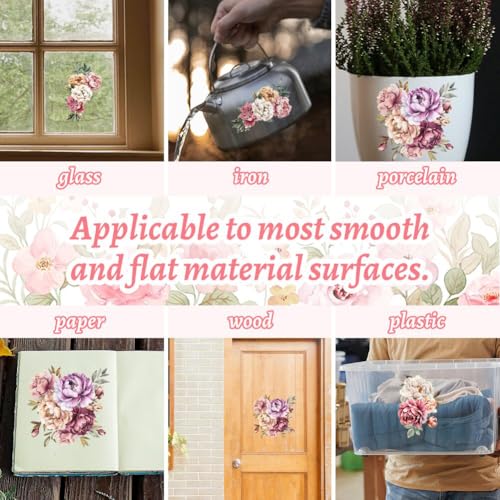 Peacoblue Vintage Peonies Rub On Transfers for Furniture Craft 6"x12" - style: Vintage Peonies