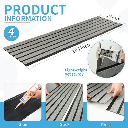 Art3d Six-Grid Design Slim Slat Wall Panel, 104 x 12 Inch, 4-Pack, Ash - color: Six-Grid Ash