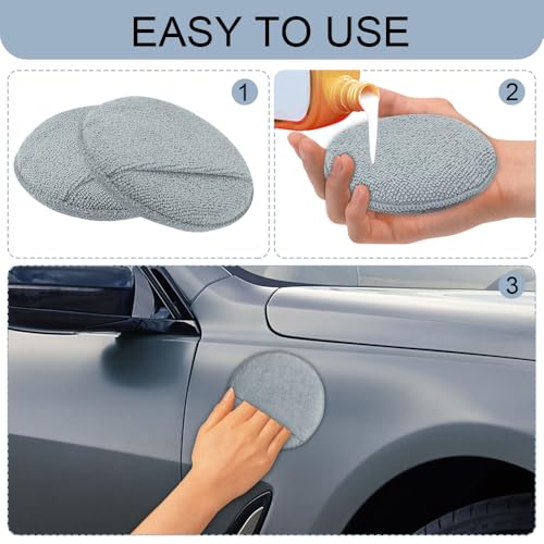 10PCS Wax Applicator Pads, Microfiber Polished and Waxed Sponge with Finger Pocket, Round Foam Car Wax Applicator Pad, Universal Detailing Sponge Block for Car Cleaning and Polishing (Grey) - color: Gray