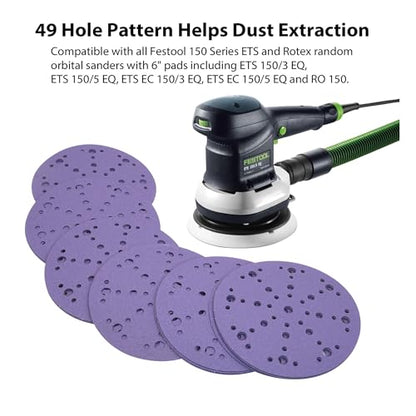 6 Inch 49 Hole Sanding Discs Hook and Loop, 40 Grit, 30 Pack - style: 40 Grit