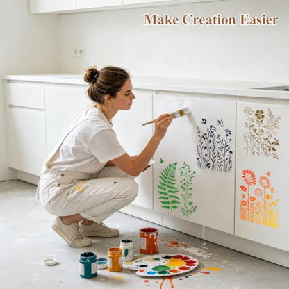 Alipis 15 Pack Flower Stencils for Painting on Wood and Walls