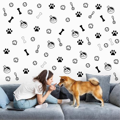 Dog Paw Wall Decals, 6 Sheets 168 Pcs - color: Paw Print