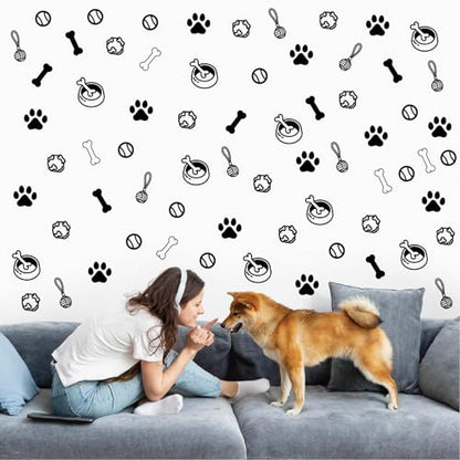Dog Paw Wall Decals, 6 Sheets 168 Pcs - color: Paw Print