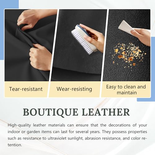 Faux Leather Sheets,Marine Vinyl Fabric,Faux Leather for Crafts. - color: Black, size: 1/3 Yard