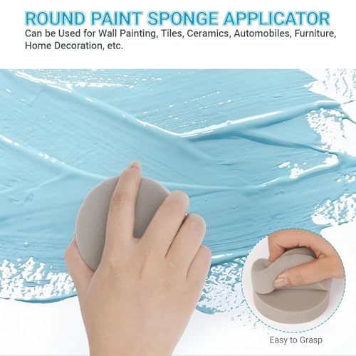 5-Piece Professional Paint Trim Tool Kit for All-in-ONE Paint- 1.6" Paint Brush for Trim, 2 Small Foam Paint Roller & 2 Round Sponges
