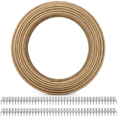 SOUJOY 131ft Upholstery Stay Wire for Sofa Furniture Springs, Paper Wrapped Wire 9 Gauge with 80 Clips, Couch Spring Repair Kit