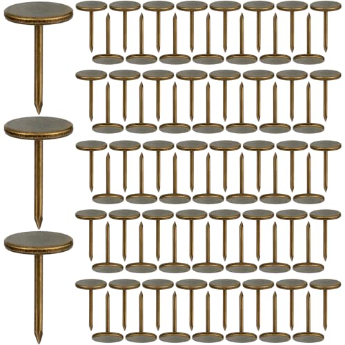 120pcs Flat Head Thumb Tacks for Wall, Bronze Heavy Duty Upholstery Push Pins, 0.4" x 0.6" Decorative Wall Pins Nails for Furniture, Office, DIY Crafts - color: Bronze, 120pcs