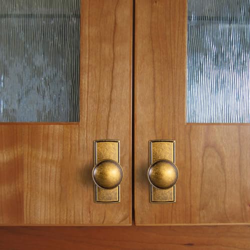 6Pack Antique Brass Cabinet Knob with Backplate Round Drawer Knob - color: Antique Brass, style: Escutcheon