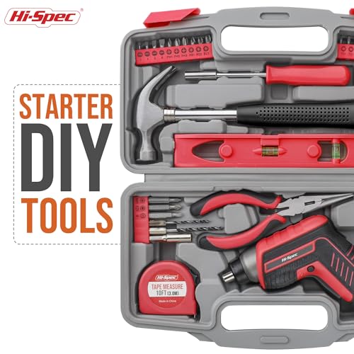 Hi-Spec 3.6V USB Electric Screwdriver for Home Repairs and Assembly, Red - color: Red, size: 35 Pieces