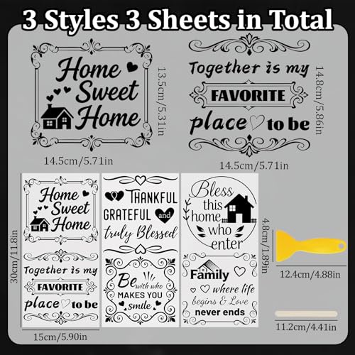 WANDIC 3 Sheets Encourage Copywriting Rub On Transfer Stickers Scrapbook Stickers Window Decals Waterproof Decals for DIY Furniture Photo Albums,15 * 30cm - color: Family Encouragement Text, size: 3 Sheets