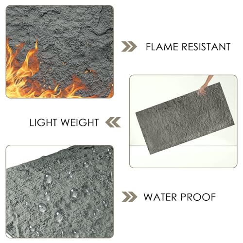 Faux Stone Wall Panels, 5-Pack 3D PU Cement-Texture Panels, Gray - color: Dark Gray