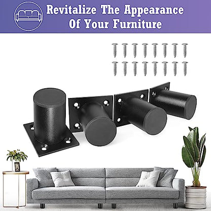 Aluminum Alloy Adjustable Furniture Legs 2.4 Inch / 60mm - Black - 4Pcs - size: 2.4 Inch