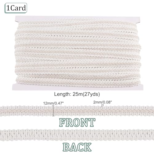 PH PandaHall White Gimp Braid Trim 27 Yards 1/2 Inch Polyester Woven Braid Trim Upholstery Trim Decorative Gimp Trim for DIY Crafts Sewing Curtain Jewelry Costume Wedding Decoration (Pack of 2) - size: 27.3 Yards (Pack of 2)