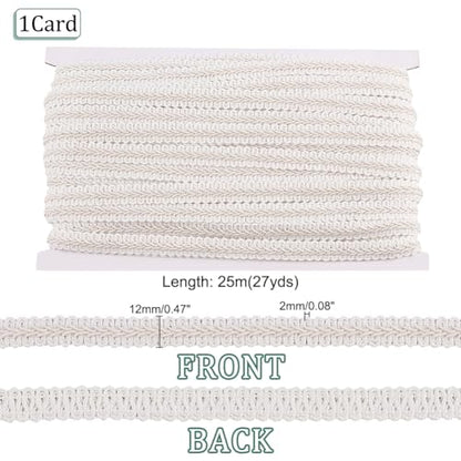 PH PandaHall White Gimp Braid Trim 27 Yards 1/2 Inch Polyester Woven Braid Trim Upholstery Trim Decorative Gimp Trim for DIY Crafts Sewing Curtain Jewelry Costume Wedding Decoration (Pack of 2) - size: 27.3 Yards (Pack of 2)