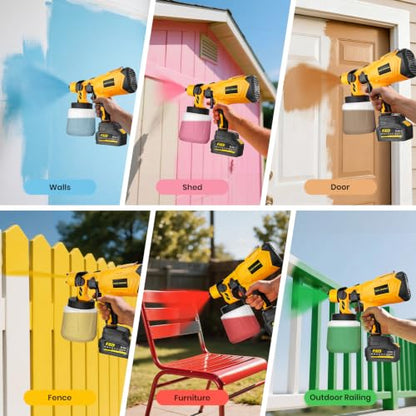 Cordless Paint Sprayer for House Painting with 2x5200mAh Battery, 37000RPM