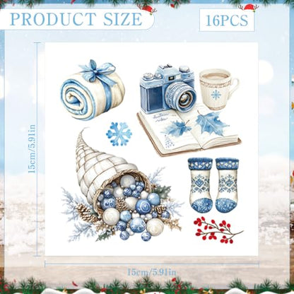 Winter Rub on Transfers for Crafts, Ski Transfer Furniture Decals - style: Blue Winter
