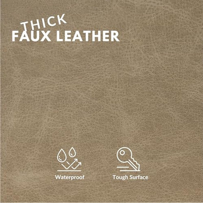 Faux Leather Fabric, Thick Durable Synthetic Repholstery Leather Vinyl, Soft Touch Distressed DIY and Craft Material - Individual 1 Foot Cut 12"x54" (Mushroom) - color: Mushroom, size: 1 Foot Cut