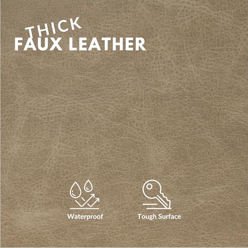Faux Leather Fabric, Thick Durable Synthetic Repholstery Leather Vinyl, Soft Touch Distressed DIY and Craft Material - 5 Yard Roll (Mushroom) - color: Mushroom, size: 5 Yard Roll