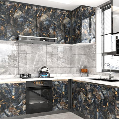 Marble Black Contact Paper Peel and Stick Countertops Gold Contact Paper Peel and Stick for Kitchen Backsplash Waterproof Black Wallpaper Vinyl Marble Shelf Liner Counter Top Wallpapers 24" x 394'' - size: 24" x 394"