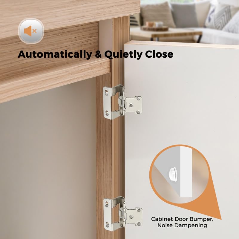 Ravinte Satin Nickel Semi-Overlay 1/2 inch Self-Closing Hinges, 50 Pack - color: Satin Nickel