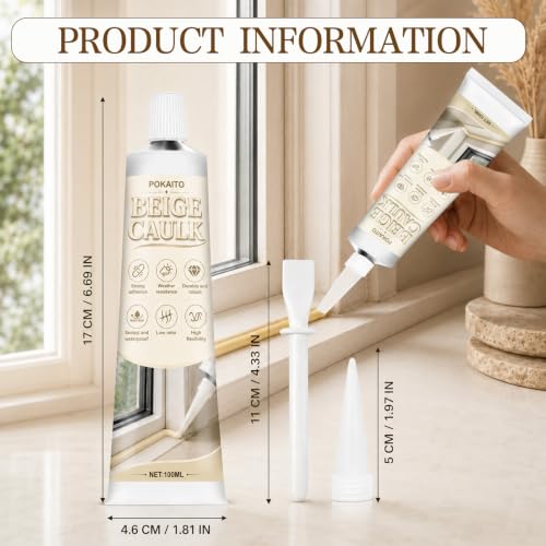100ML Beige Caulk, Strong Adhesion Waterproof Shrink Crack Proof