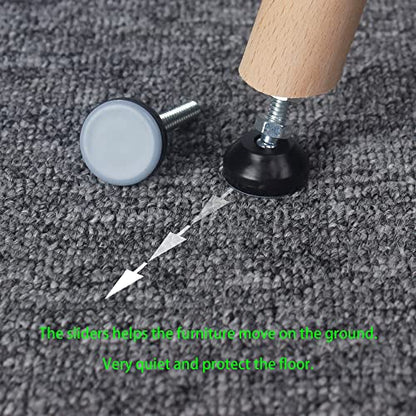 Furniture Leveler Swivel Feet PTFE(Teflon) Bottom(25mm Base),Threaded Shank(1/4-20) Adjustment Pads,Table/Chair/Cabinet/Sofa Medium Legs Leveling,Nuts Installation and Floor Protection(16 Pack) - size: 16 Pack,25mm Base 1/4-20