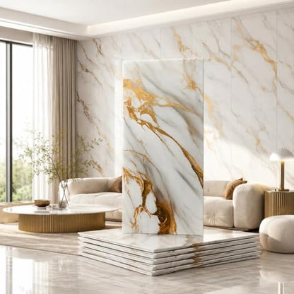 LCC Peel and Stick Wall Panels, Marble Look Backsplash Panels, Lightweight Wall Covering for Kitchen, Bathroom, Living Room & Bedroom (50, Luxury Gold Vein Marble) - color: Luxury Gold Vein Marble