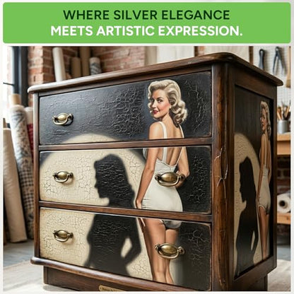 Mint by Michelle Silver Silhouette Decoupage Paper for Furniture (A1) - size: A1
