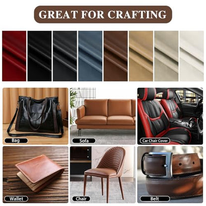Faux Leather Fabric, Marine Vinyl Fabric, 1.05mm Thick Vinyl Upholstery Soft Durable Synthetic Material PU Leather for Sofa Chairs Bags DIY Crafts Sewings, 5 Yard 55" x 180" Beige - color: Beige, size: Pre-cut 5 Yard (54" x 180")