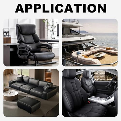 Faux Leather, Marine Vinyl PVC Leather for DIY Upholstery, Sofa Car Boat Seat Repair, Waterproof & Easy to Clean, Black (1 FT 55x12 Inch) - color: Black, size: 1Ft (55x12inch)
