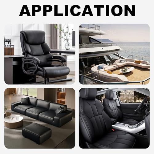 Faux Leather, Marine Vinyl PVC Leather for DIY Upholstery, Sofa Car Boat Seat Repair, Waterproof & Easy to Clean, Black (2 Yd 55x72 Inch) - color: Black, size: 2Yd (55x72inch)