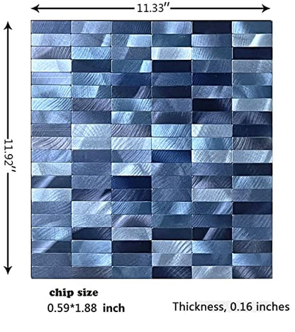 XUANINY Peel and Stick Tile Backsplash Tiles, Rectangle Blue Mix, 10-Pack - color: Rectangle Blue Mix