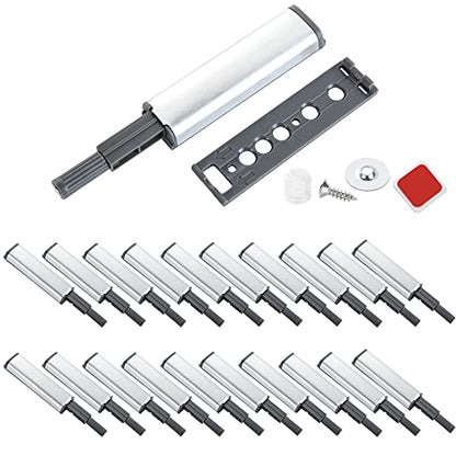 20 Pack Magnetic Push Latches for Cabinet, Push to Open Door Latch - Heavy Duty Push Release Catches Kitchen Drawer Pop Out Latch, Gray