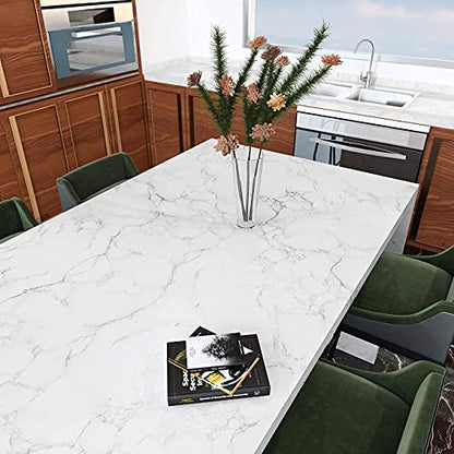 Decotalk 17.7"x200" Countertop Contact Paper, Marble Contact Paper Peel and Stick, White Marble Contact Paper for Counter Top Table Decor, Marble Wallpaper Removable, White Contact Paper for Cabinets - size: 17.7" x 200"